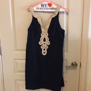 Lilly Pulitzer navy eyelet shift dress size 8
